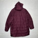 J.Jill Women’s Long Hooded Down Puffer Coat Burgundy Size Large Red Photo 1