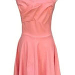 MUXXN Peach 50s Style Swing Fit Flare Cap Sleeve Dress Rockabilly Sz Small Orange Photo 0