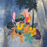 Disney  Stitch Hawaiian Aloha Spirit Jersey Blue Womens Medium Long Sleeve Photo 3