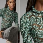 Anthropologie Dolan Left Coast Semi Sheer Lace Mock Neck Long Sleeve Photo 0