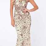 Kalinnu Champagne Sequins Mermaid Evening Gown dress Size Medium New with tags Tan Photo 0