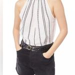frame denim Frame white and black embroidered ruffle trim halter top. Size L Photo 3