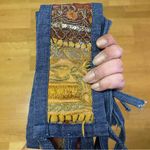 Denim Patchwork Hippie Coastal Cowgirl Boho Chic Triple Tie Sash Belt On… Blue Photo 2