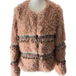 Dusty Pink Faux Fur Tassel Jacket Cozy Pink Teddy Jacket with Beaded Details XXL Size undefined Photo 0