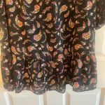 Old Navy  Womens Top Dress Medium Black Floral Paisley Ruffle Long Sleeve Photo 6