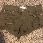 Garage  Olive Green Distressed‎ Denim Shorts | Size 01 | Ripped Raw Hem Photo 0
