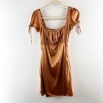 Tiger Mist Tyra Short Sleeve Satin Mini Dress Copper Brown Small Photo 1