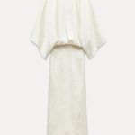 ZARA  zw collection Elegant Cream Maxi Dress kimono kaftan oversized bohemian  Photo 10