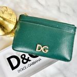Dolce & Gabbana Green Leather & Crystal Logo Zippy Cardholder Photo 3