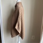 Banana Republic 100% Cotton Knit Waffle Poncho Mock Neck Gold Buckle Photo 3