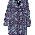 Pink Owl Apparel Women’s Size L Purple Blue Cream Medallion Print Shift Dress Photo 0