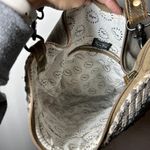 MYRA Purse Women Blue Chip Shoulder Bag Cotton Fabric Leather Adjustable Strap Photo 3