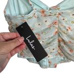 Lulus Weekend Impulse Light Blue Floral Ruffled Cropped Tank Top NWT Photo 3