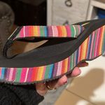 Volatile Sandals Womens 9 Chunky Wedge Rainbow Stripe Platform Flip Flop Thong Yellow Photo 7