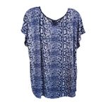Jaclyn Smith  Blue Snake Print Size‎ 2XL Short Flutter Sleeve Round Neck Flowy Photo 3
