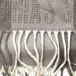 Victoria's Secret Victoria’s Secret Scarf Gray White Buffalo Plaid Crystal Embellish Logo Fringe Photo 4