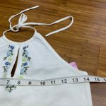 BP Floral Embroidered Halter Top Women Size Large Sleeveless Knit Tank Top White Photo 5