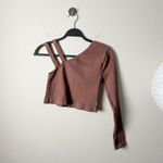 Free People fp movement cold shoulder one sleeve crop top chocolate brown Photo 2