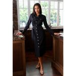 Veronica Beard NWT  Jaden Shirtdress Size 6 Black with Gold Button Detail Photo 7