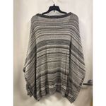 rxb XL Striped Knit Poncho Top Oversized V Neck Pullover Sweater Gray Photo 2