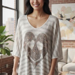 Lauren Moshi HTF: ❤︎ Heart Eye Smiley Poncho Sweater Top ❤︎ Honeycomb Knit Photo 0