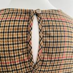 st. john's bay plaid scalloped Blouse top MEDIUM Tan Red Long Sleeve NWOT Photo 11