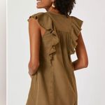 Anthropologie Pilcro Flutter-Sleeve Button Down Tunic Mini Dress Military XS Photo 2