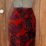 Talbots  Paisley Velvet Red Black Pencil Skirt Women’s Size 8P Photo 0