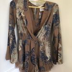 Illa Illa Brown Long Sleeve Floral Romper Photo 0