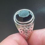 Black obsidian S925 antique silver ring size 9.75 Photo 6