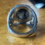 Natural White Buffalo Sterling Silver Ring Size 7 Black Photo 3