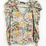 ZARA  Womens Cottagecore Spring V-Neck Puff Long Sleeve Floral Blouse Size‎ XS Photo 0