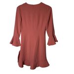 Jill Stuart Jill  Ruffle Hem Bell Sleeve Rosewood Pink Dress Photo 2