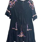 Free People  Pavlov babydoll embroidered black ruffle mini puff floral dress Photo 0