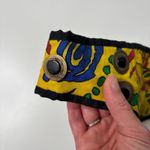 VTG 80s Yellow Fanny Pack Cumberbund Belt Pouch Snap Indonesia Wild Bright Art * Photo 4