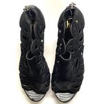 House of Harlow  Bernadette Black Suede Open Toe Platform Pumps Size 38.5 Photo 6