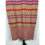 Free People Tan Orange Pink Chevron Stripe Knit Sweater Blouson Top Size S Photo 3