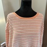 CJ Banks Ribbed Textured Crewneck Sweater Peach‎ White Pink Stripe Oversized 2X Orange Photo 1