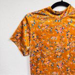 Savage Fenty Orange Velvet Floral Mini Dress Womens 10 Short Sleeve High Neck Photo 4