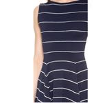 Alice + Olivia  Bolton Ottoman Pinstripe Flare Navy Blue & White Dress Size Small Photo 1