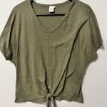 Paper Crane  Sage Waffle Knit Tie-Front Tee Photo 0
