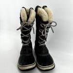 Sorel  Joan of Arctic Boots Leather Winter Snow Lace Up Faux Shearling Black 8.5 Photo 4