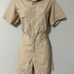 BERNE P700 Heritage Short Sleeve Coverall Romper Jumpsuit Shorts Women's Size S Tan Photo 0