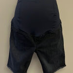 Isabel Maternity Dark Wash Pull-On Bermuda Jean Shorts w/ Elastic Waist-Sz 6 Photo 0