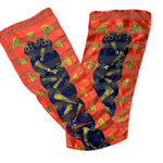 Marshalls Vintage Long Rectangle Purse Hair Scarf 54 x 11 Red Striped Tassels Italy Photo 0