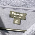 Playboy  Sweater Adult Medium Blue Oversized Cropped Mock Neck Sherpa Fleece Photo 3