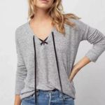 Rails  Leigh Oversized Dropped Shoulder Top Sweater Women's Small Gray Velvet Tie Photo 0