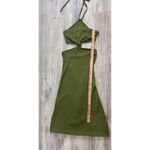 Cult Gaia Cameron Midi Knit Halter Olive Green Cut Out Bodycon Dress Size L Photo 5