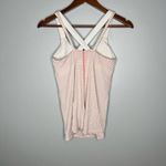 Lululemon  Run For Gold Tank Top Size 6 Coral Silver Stripe White Naked / White Photo 3