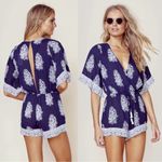 Faithfull the Brand Faithfull • Yacht Romper playsuit navy blue Devani print bandana floral Anthro Photo 15